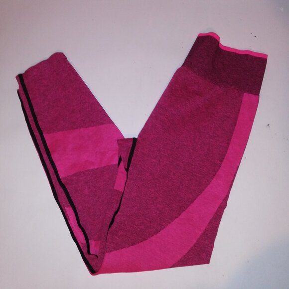 Victoria Secret PINK Leggings Large Seamless Pink Black Stretch Pants Skinny Pre - Picture 4 of 7